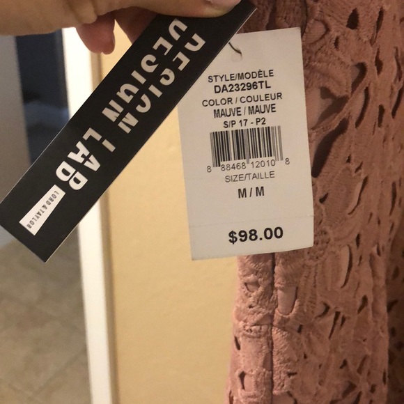 NWT- Design Lab Mauve Lace Dress off the shoulder - Picture 8 of 8